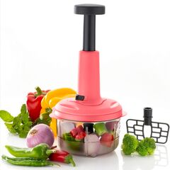 Push Food Chopper, Steel Large Manual Hand-Press Vegetable Chopper Mixer Cutter